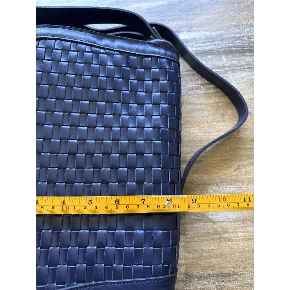 Patricia Nash Discovery Valeria Saddle Bag Navy Woven Leather LE NWT D398226